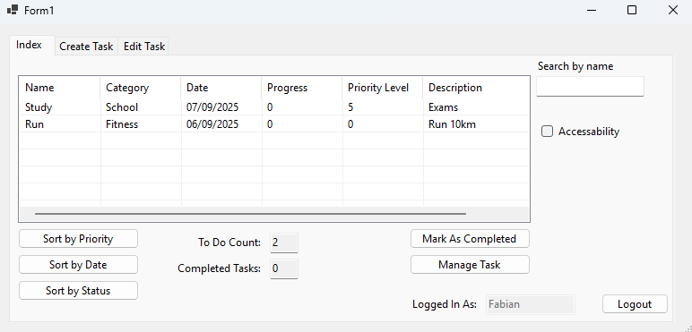 Viewing newly added tasks