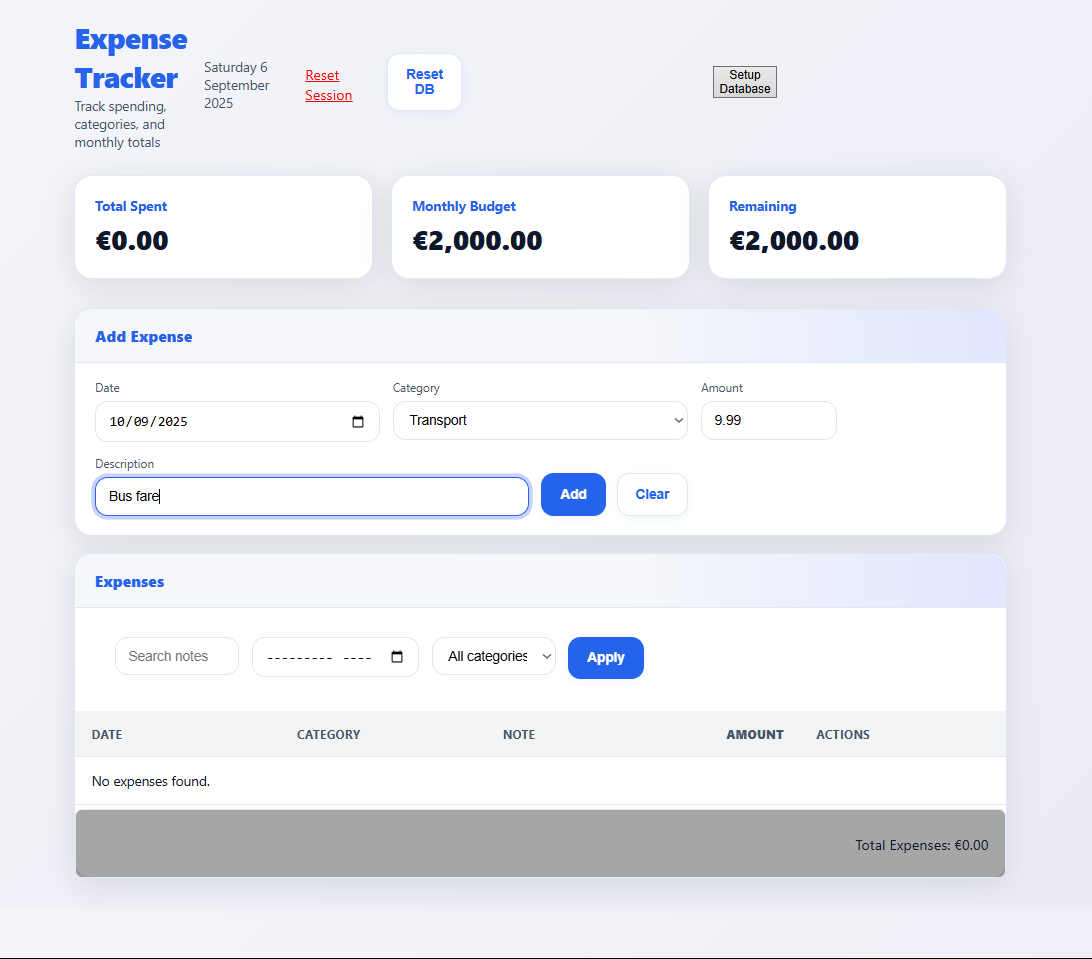 Adding a new expense